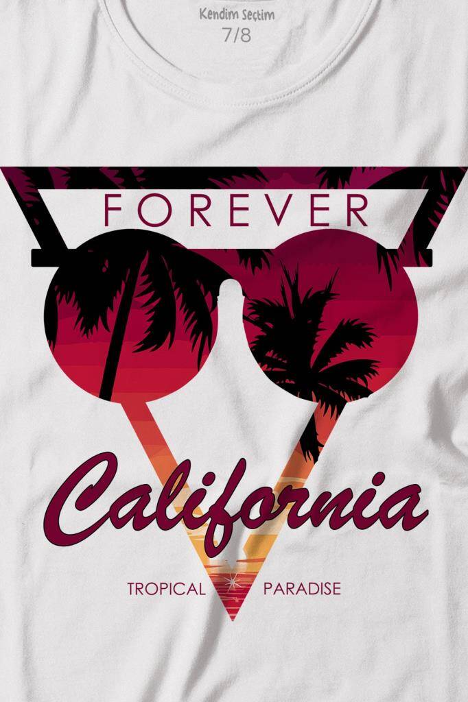 California Forever Yaz Minimal Good Vibe Baskılı Çocuk Tişört (1)