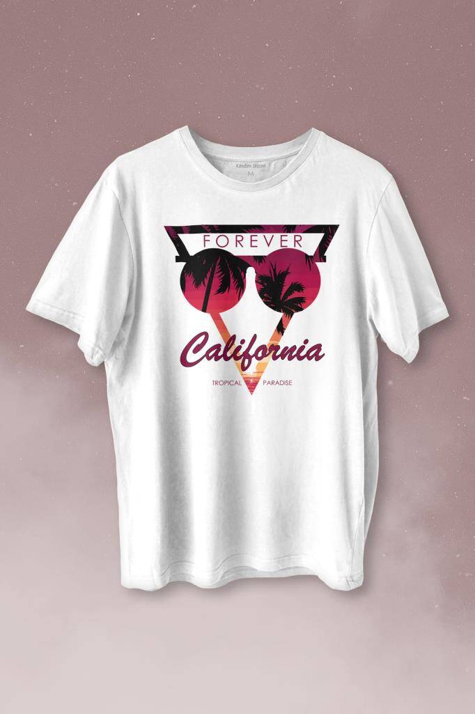 California Forever Yaz Minimal Good Vibe Baskılı Beyaz Tişört Unisex