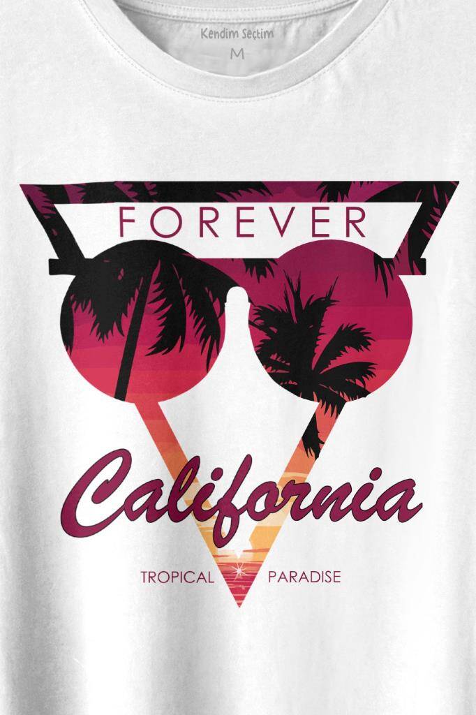 California Forever Yaz Minimal Good Vibe Baskılı Beyaz Tişört Unisex (1)