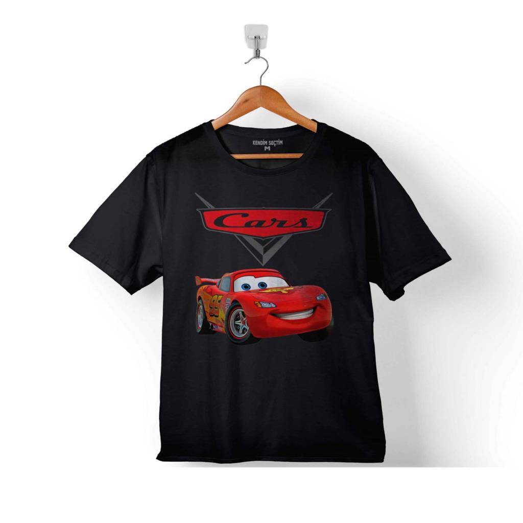 Cars Şimşek McQueen Arabalar Logo Çocuk Tişört Siyah
