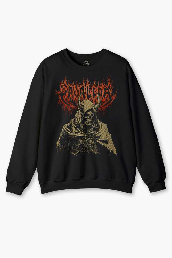 Cavalera Metal Music Sepultura Guitar Drum Rock Gitar Baskılı Siyah Sweatshirt