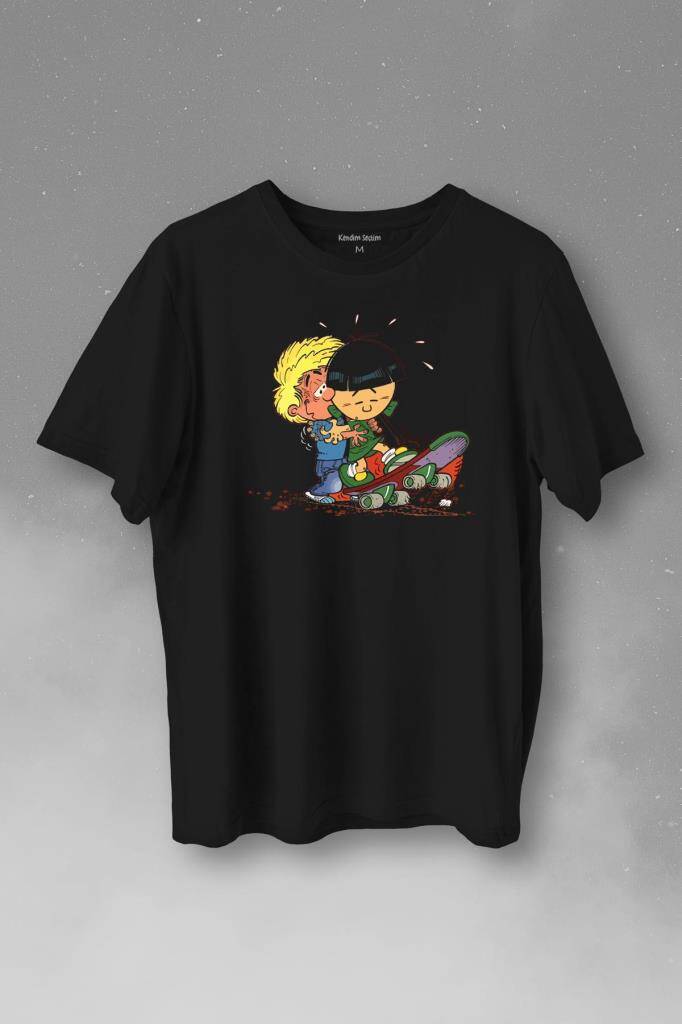 Cedric Chen Cauvin Skate Baskılı Siyah Tişört Unisex