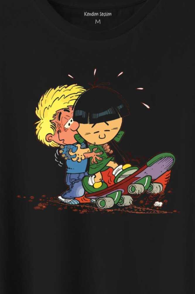 Cedric Chen Cauvin Skate Baskılı Siyah Tişört Unisex (1)