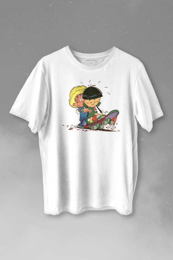 Cedric Chen Cauvin Skate Baskılı Beyaz Tişört Unisex