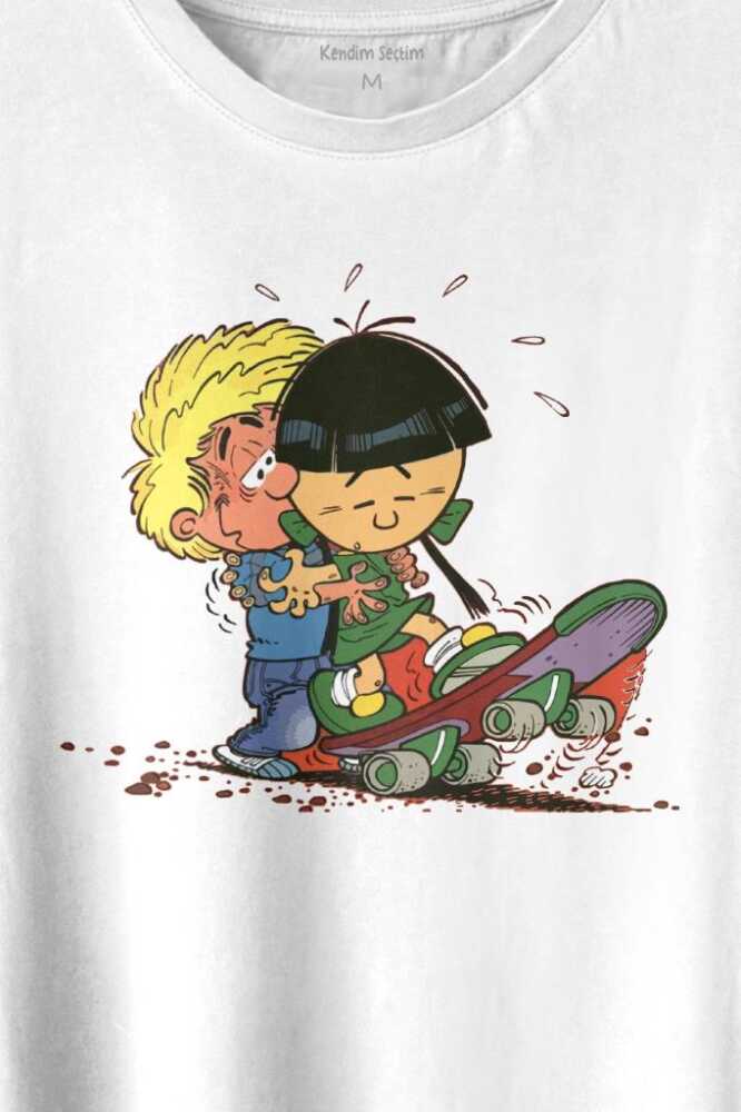 Cedric Chen Cauvin Skate Baskılı Beyaz Tişört Unisex (1)