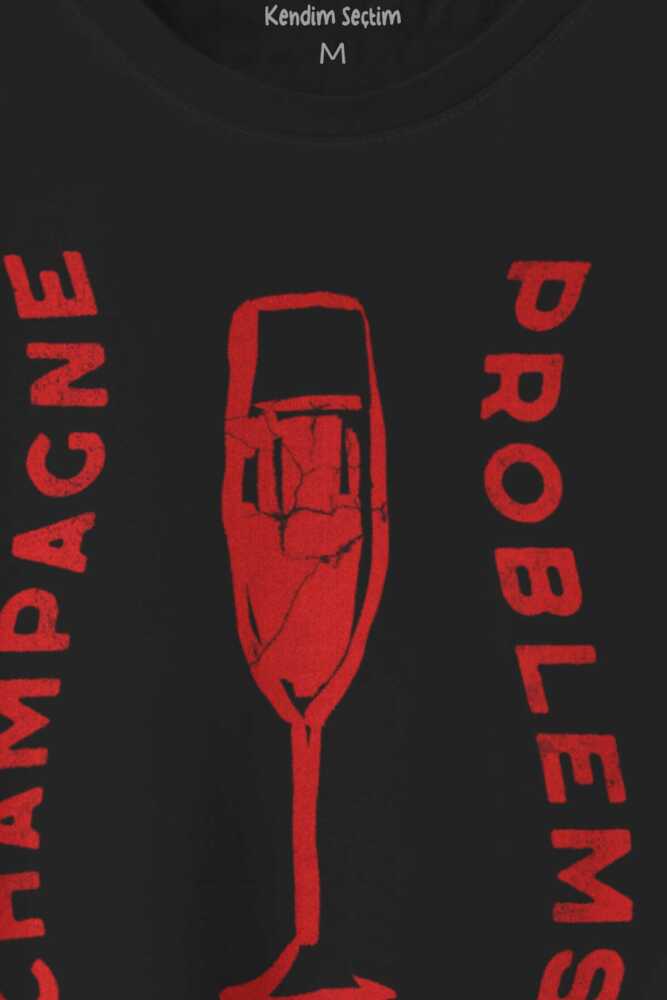 Champagne Problems Taylor Swift Evermore Baskılı Siyah T-shirt Unisex Tişört (1)