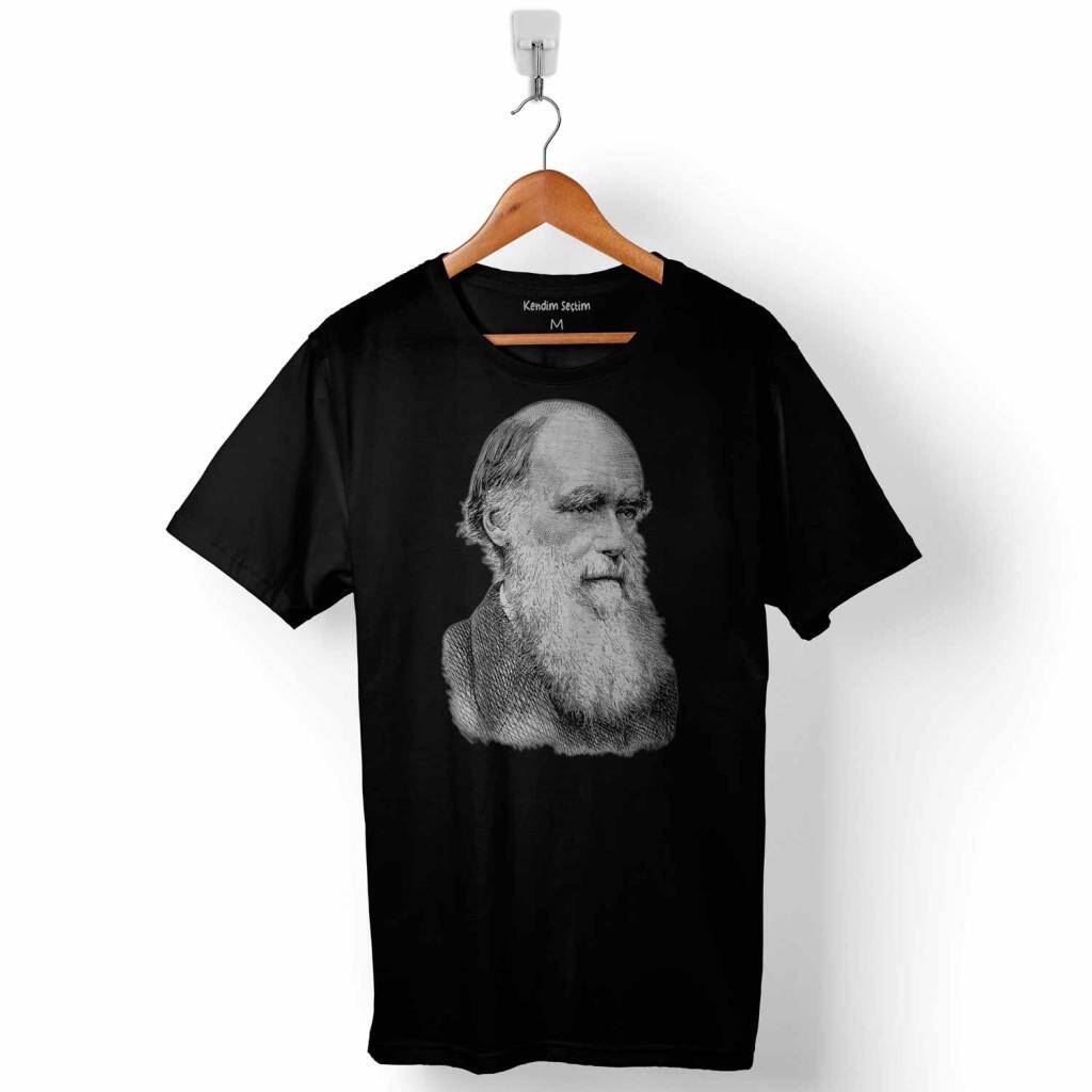 Charles Darwin Evrim Türlerin Kökeni Evolution Baskılı Tişört Unisex