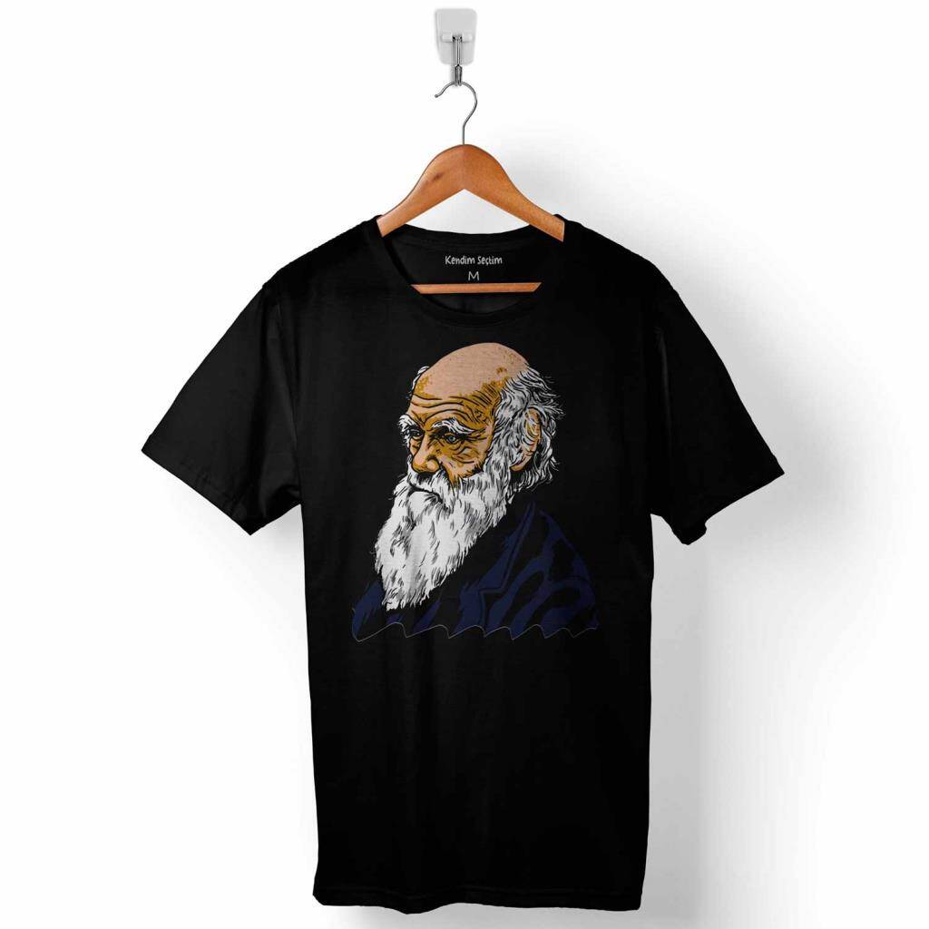 Charles Darwin Evrim Evolution Türlerin Kökeni Baskılı Tişört Unisex