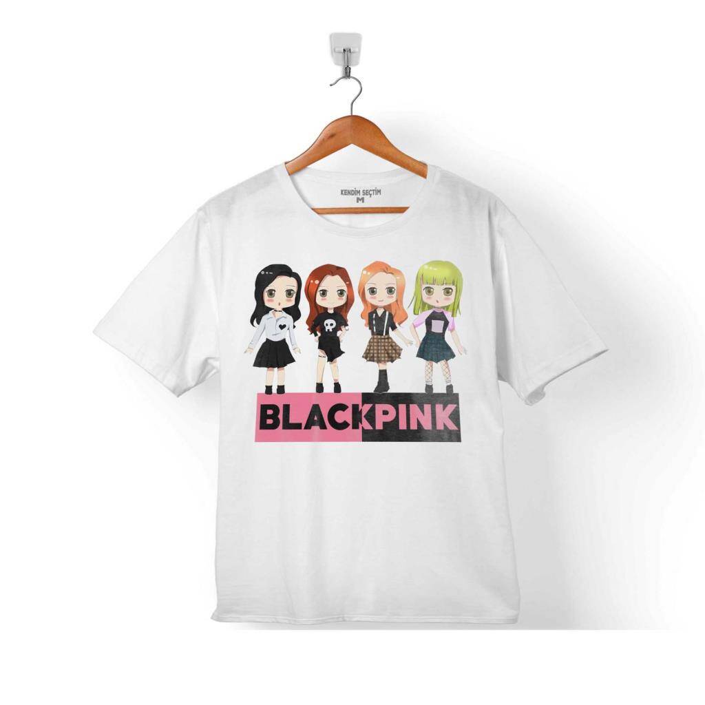 Chibi BlackPink Müzik Güney Kore Çocuk Tişört Beyaz