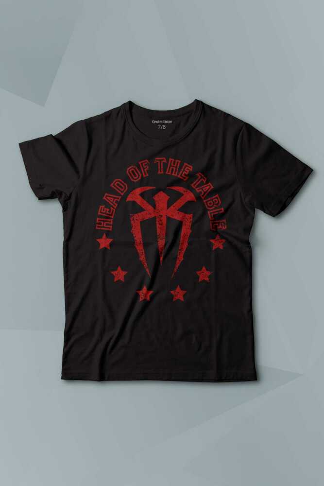 Head Of The Table Roman Reigns Spor Gym Siyah Baskılı Çocuk Tişört