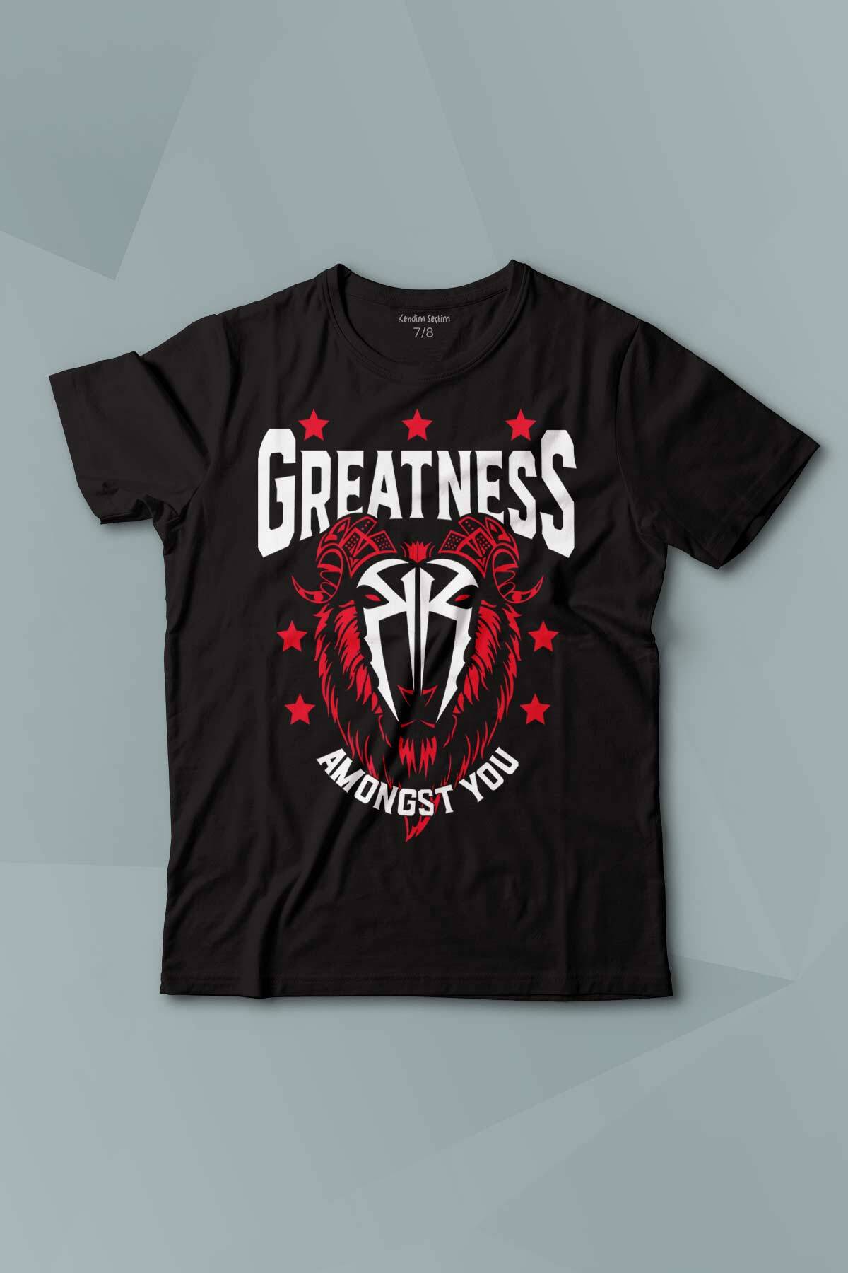 Çocuk Tişört Greatness Roman Reigns Gym Spor Fitness Siyah Baskılı