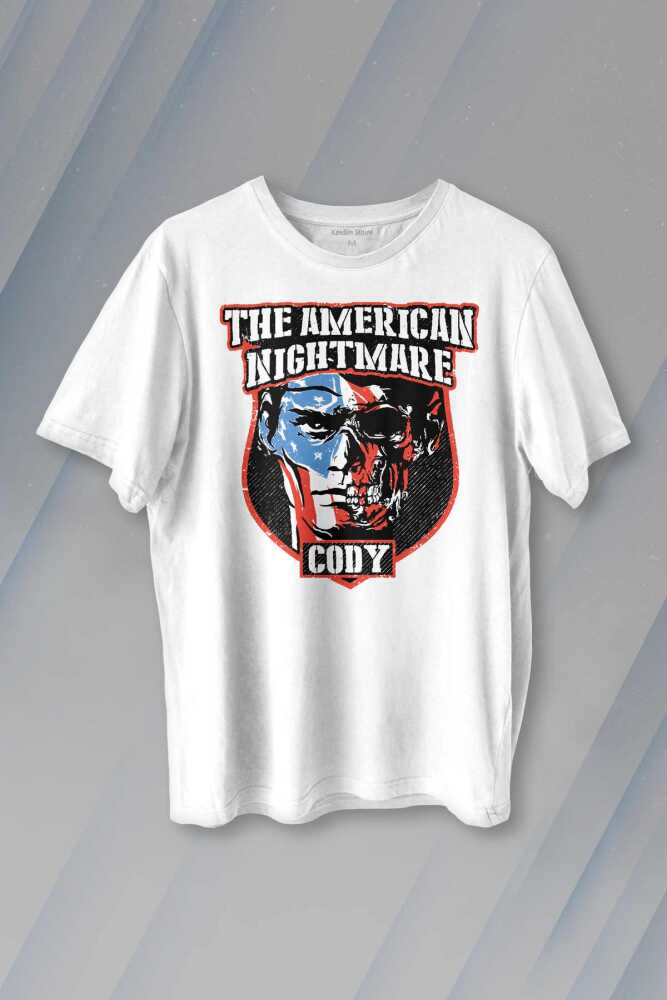 Cody Rhodes Nightmare Family Wwe Amerikan Güreşi Gym Body Kuru Kafa Yüz Baskılı Beyaz Tişört Unisex