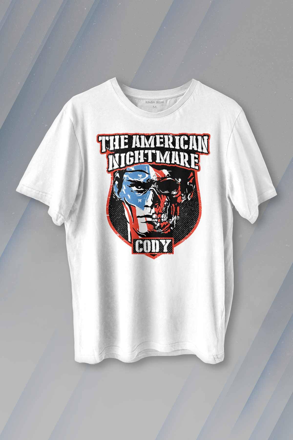 Cody Rhodes Nightmare Family Wwe Amerikan Güreşi Gym Body Kuru Kafa Yüz Baskılı Beyaz Tişört Unisex - 1