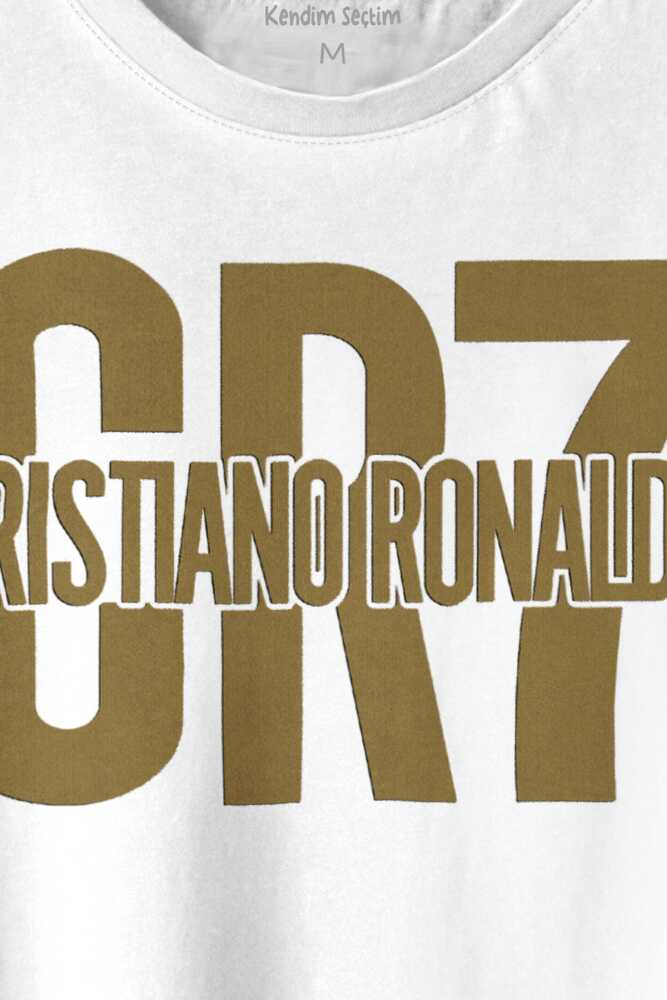 Cr7 Cristiano Ronaldo Best Footballer Baskılı Beyaz Tişört Unisex (1)