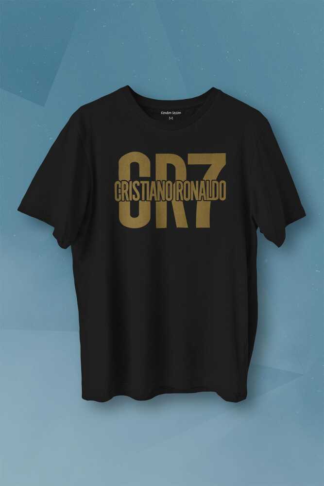Cr7 Cristiano Ronaldo Best Footballer Baskılı Siyah Tişört Unisex