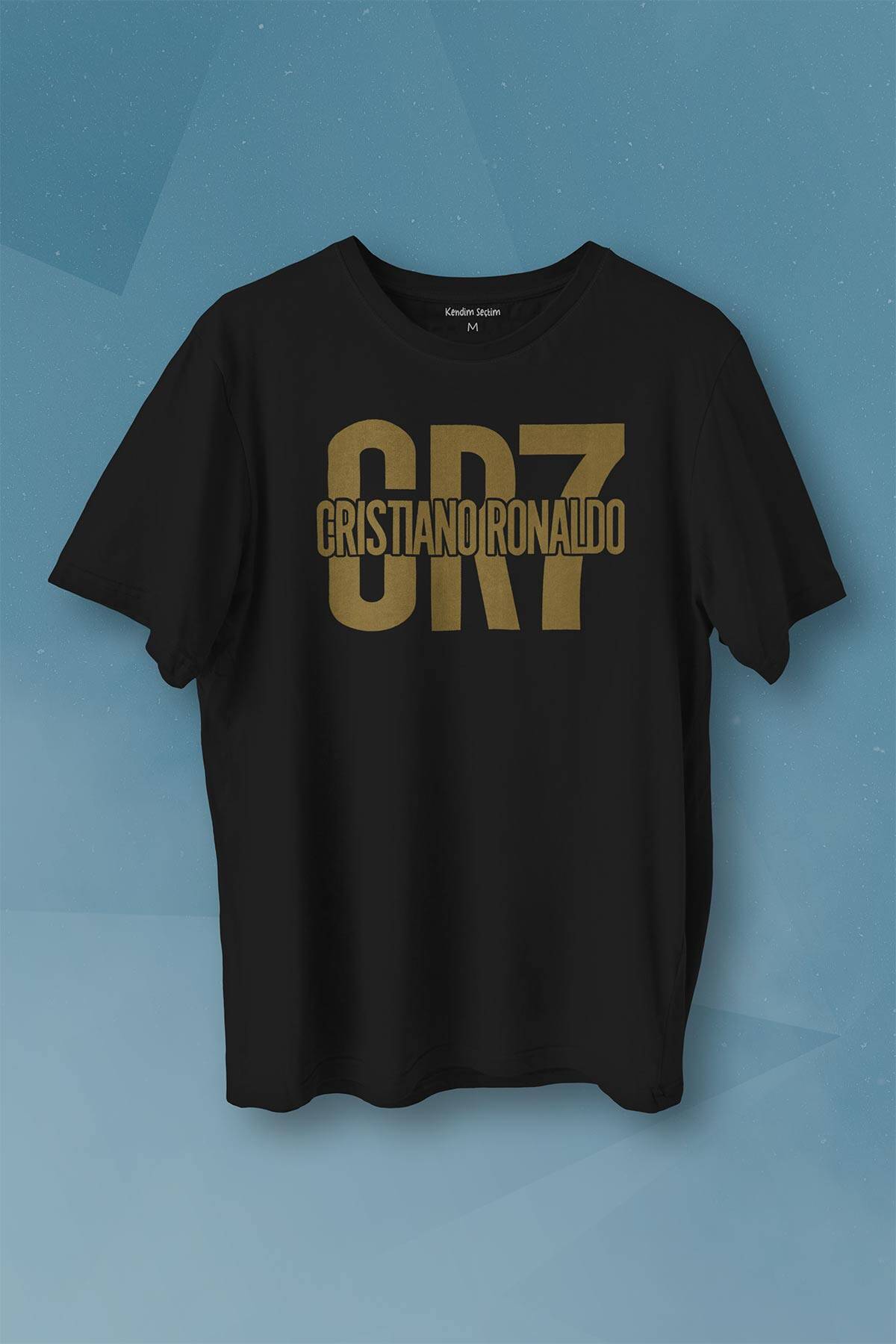 Cr7 Cristiano Ronaldo Best Footballer Baskılı Siyah Tişört Unisex