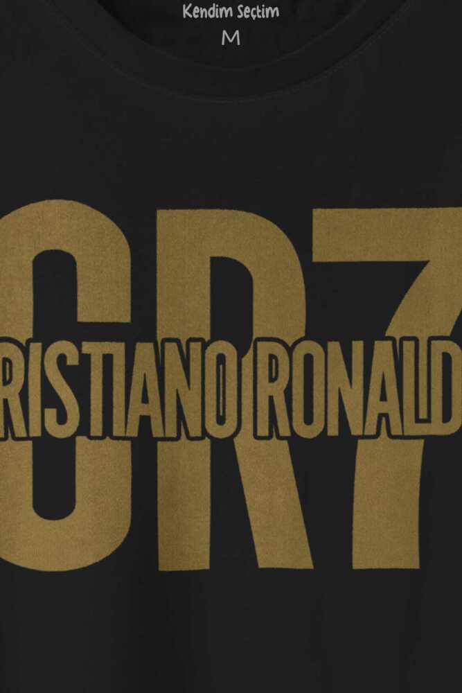 Cr7 Cristiano Ronaldo Best Footballer Baskılı Siyah Tişört Unisex (1)