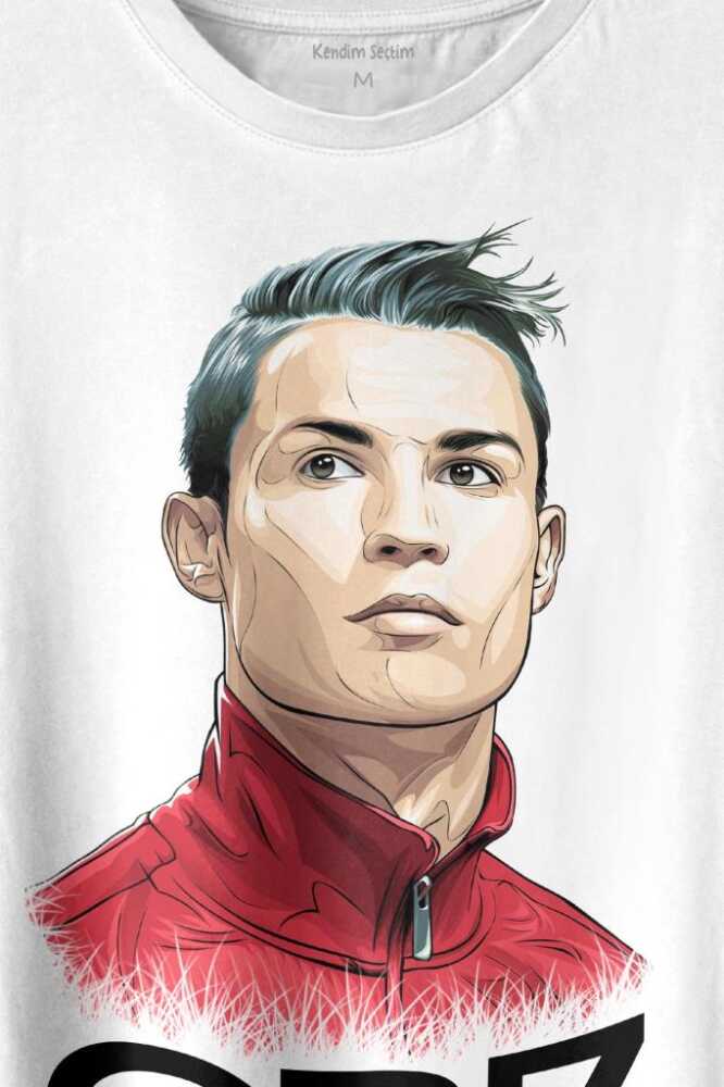 Cr7 Cristiano Ronaldo Manchester United Baskılı Beyaz Tişört Unisex (1)