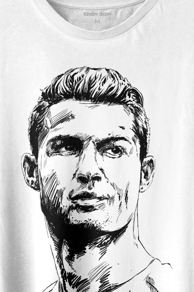 Cr7 Cristiano Ronaldo Siluet Manchester United Baskılı Beyaz Tişört Unisex (1)