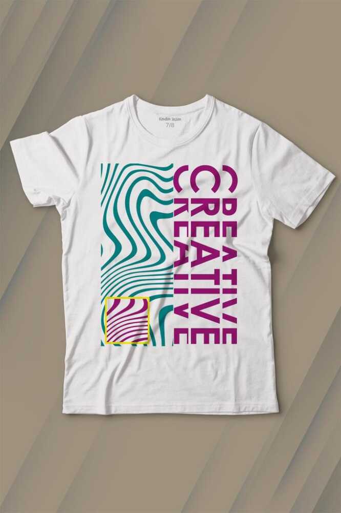 Creative Minimal Color Baskılı Çocuk Tişört