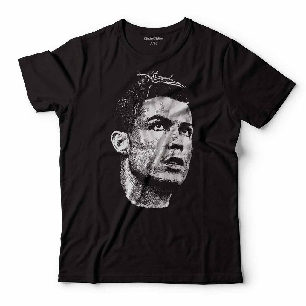 Cristiano Ronaldo Profil Çizim Air CR7 Typography Siluet Çocuk Tişört