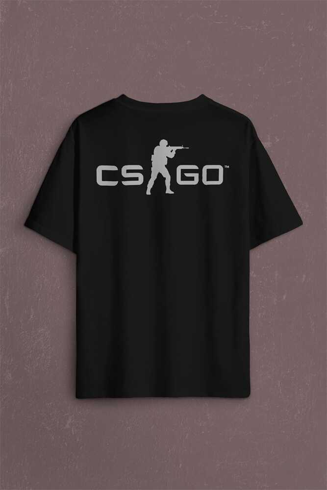 CS GO CSGO Counter Strike Global Offensive Sırt Ön Baskılı Oversize Tişört Unisex (1)