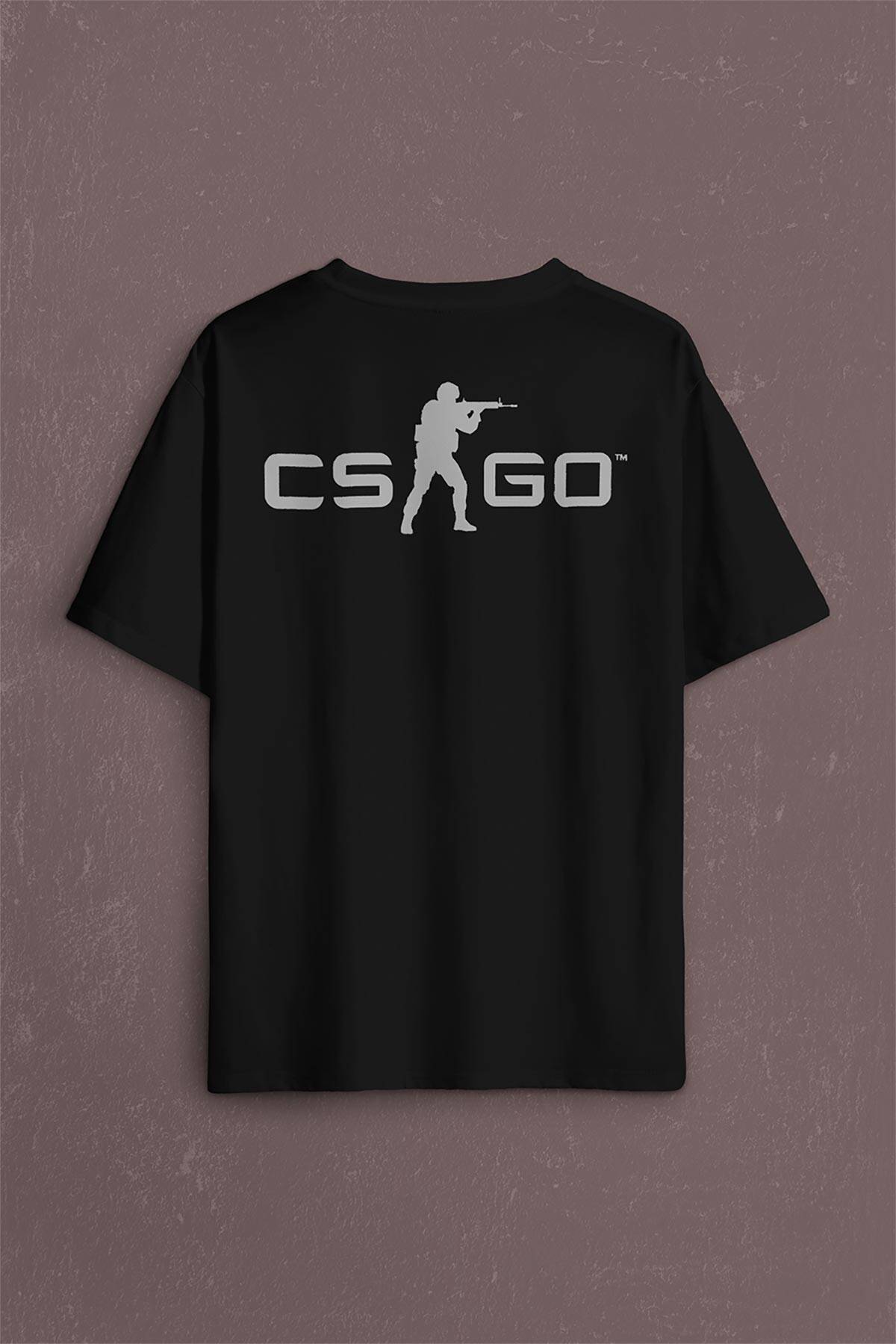 CS GO CSGO Counter Strike Global Offensive Sırt Ön Baskılı Oversize Tişört Unisex (1)