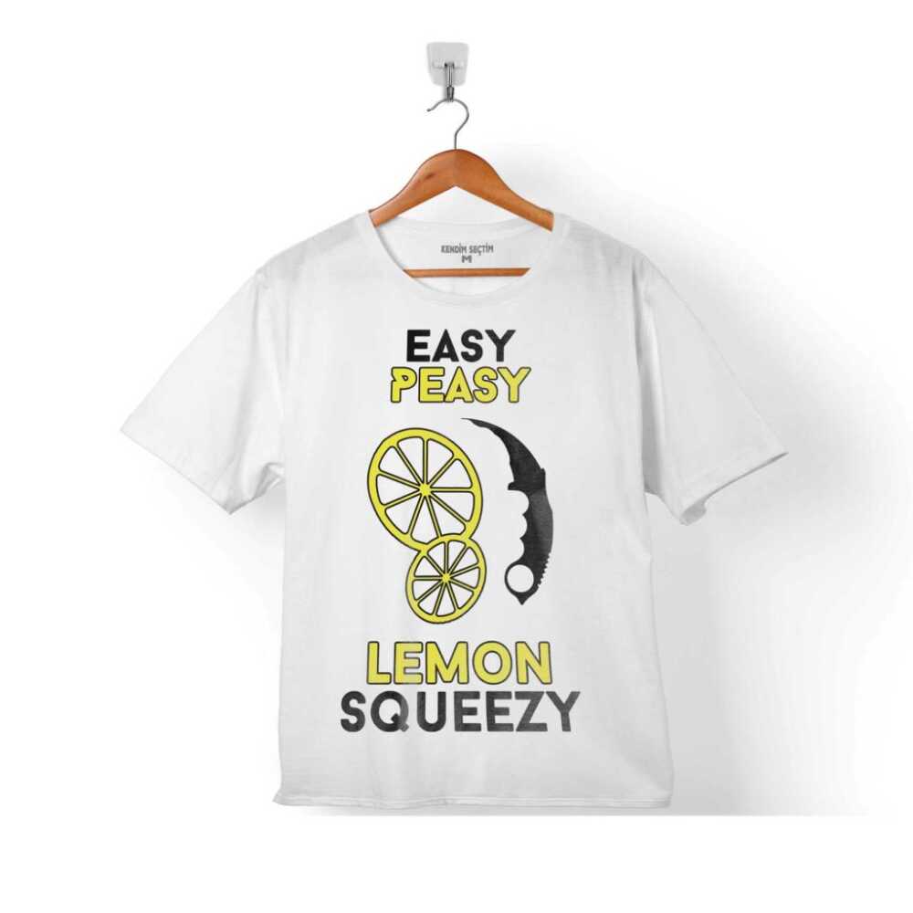 CS GO Peasy Lemon Squeezy Counter Strike Limon Çocuk Tişört Beyaz