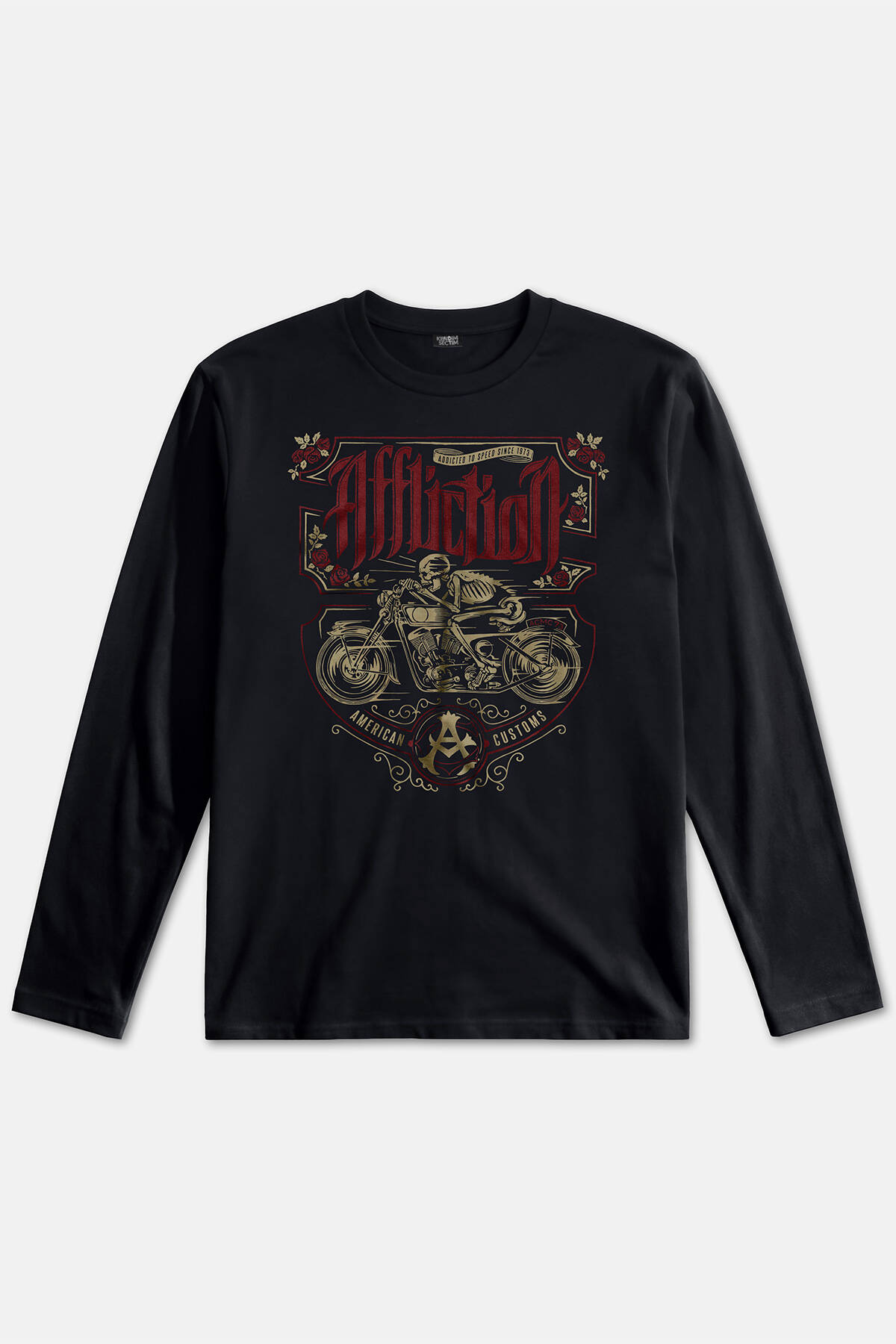 Death Rider Affliction Ölüm Sürücüsü Motosiklet Siyah Uzun Kollu Tişört