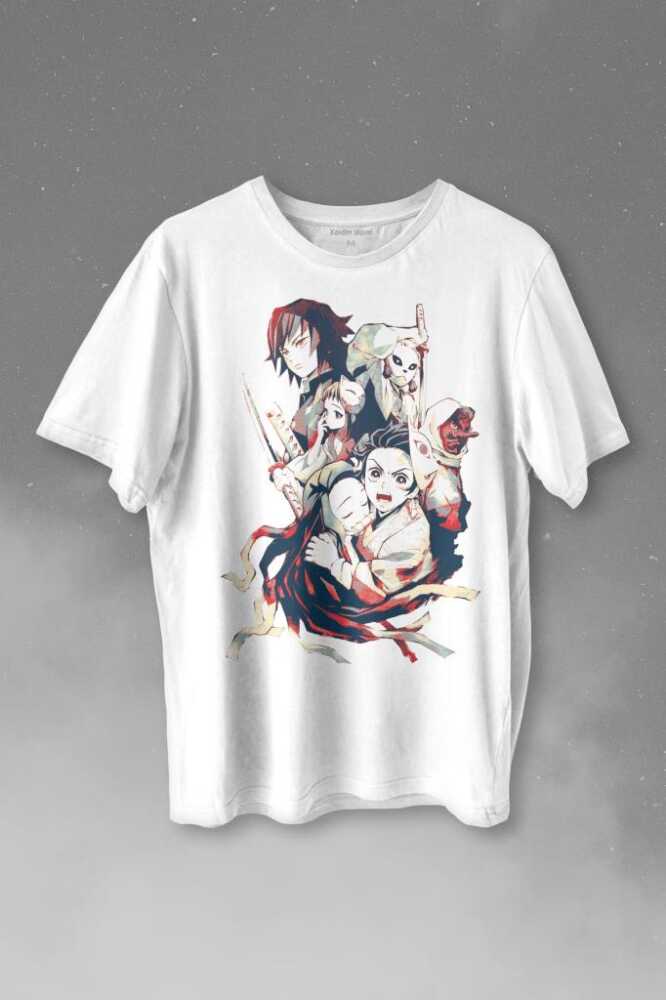 Demon Slayer Anime Dizi Japanese Japonca Kimetsu No Yaiba Baskılı Tişört Unisex T-shirt