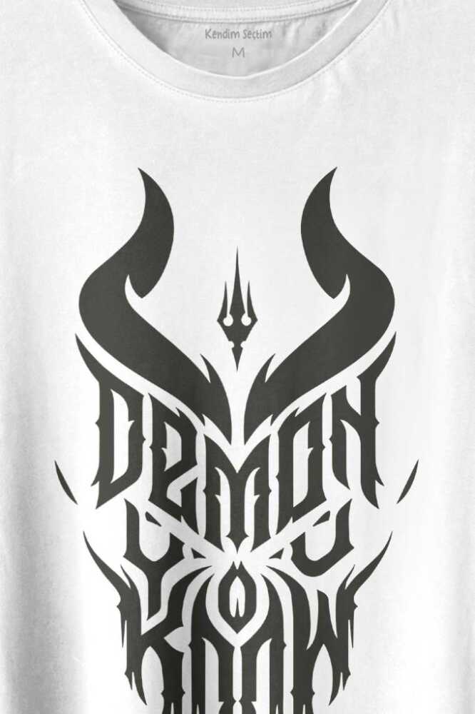 Demon You Know Devil Gothic Grunge Rock Baskılı Tişört Unisex T-shirt - 2