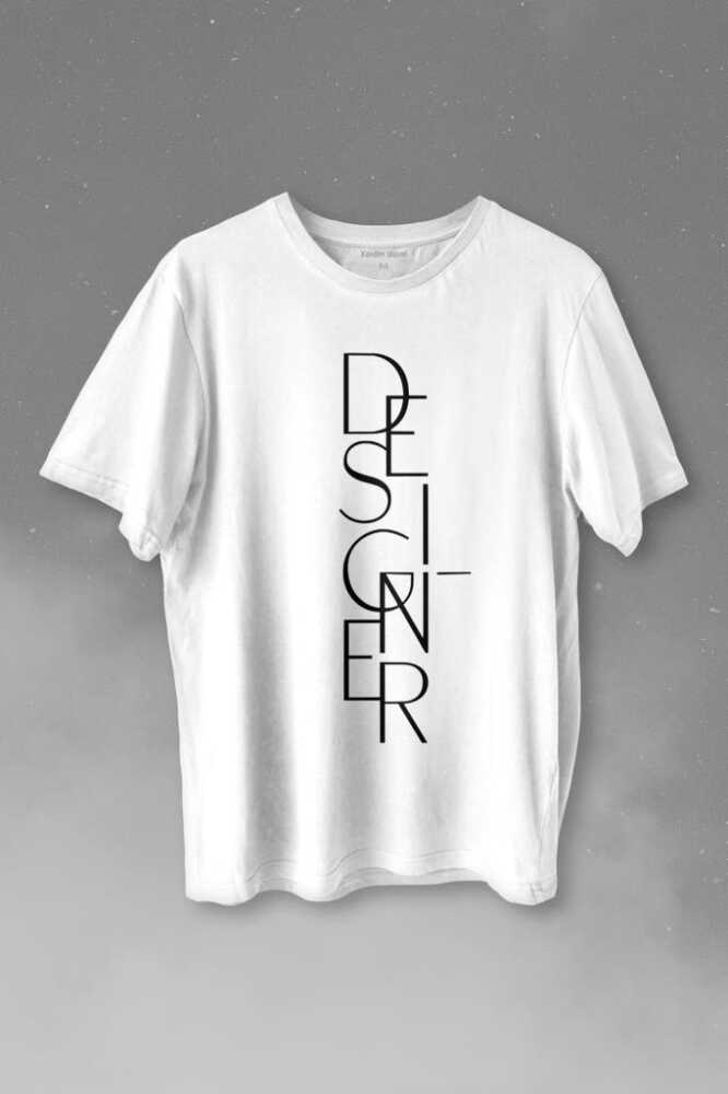 Designer Grafiker Desenci Çizimci Graphicer Baskılı Beyaz Tişört Unisex