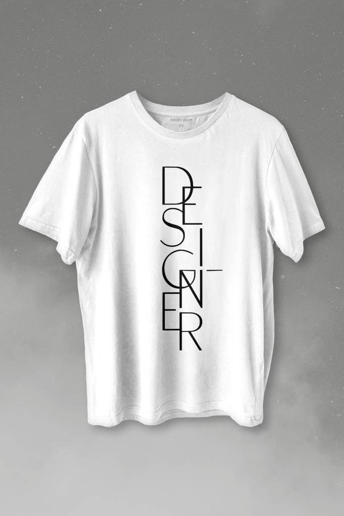 Designer Grafiker Desenci Çizimci Graphicer Baskılı Beyaz Tişört Unisex