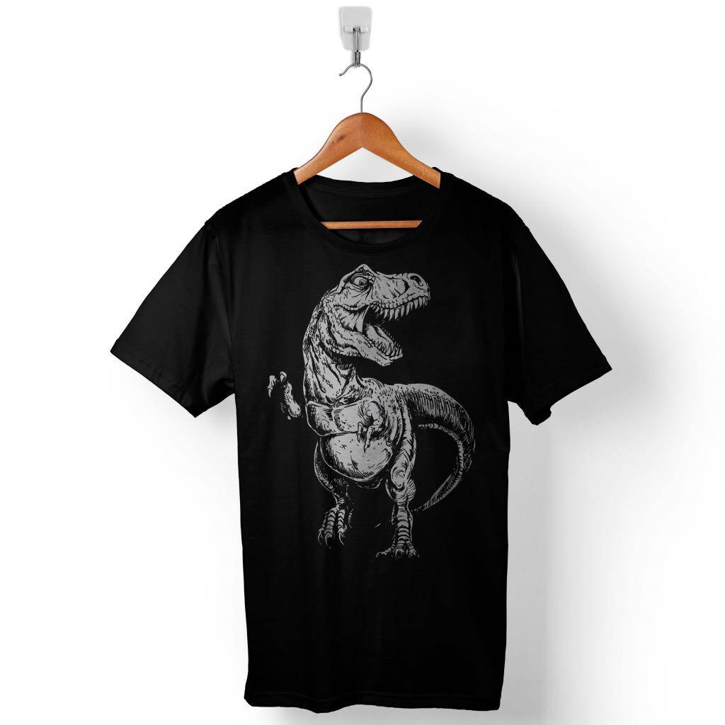 Dinozor Siluet Tasarım Baskılı Tişört Unisex