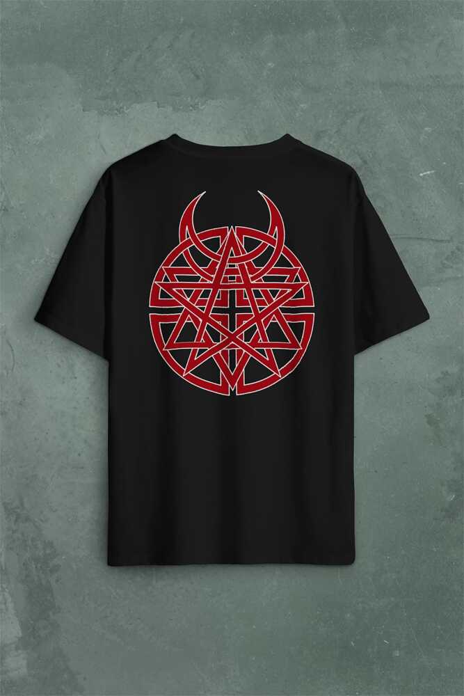 Disturbed Metal Rock Band Sırt Ön Baskılı Oversize Tişört Unisex (1)