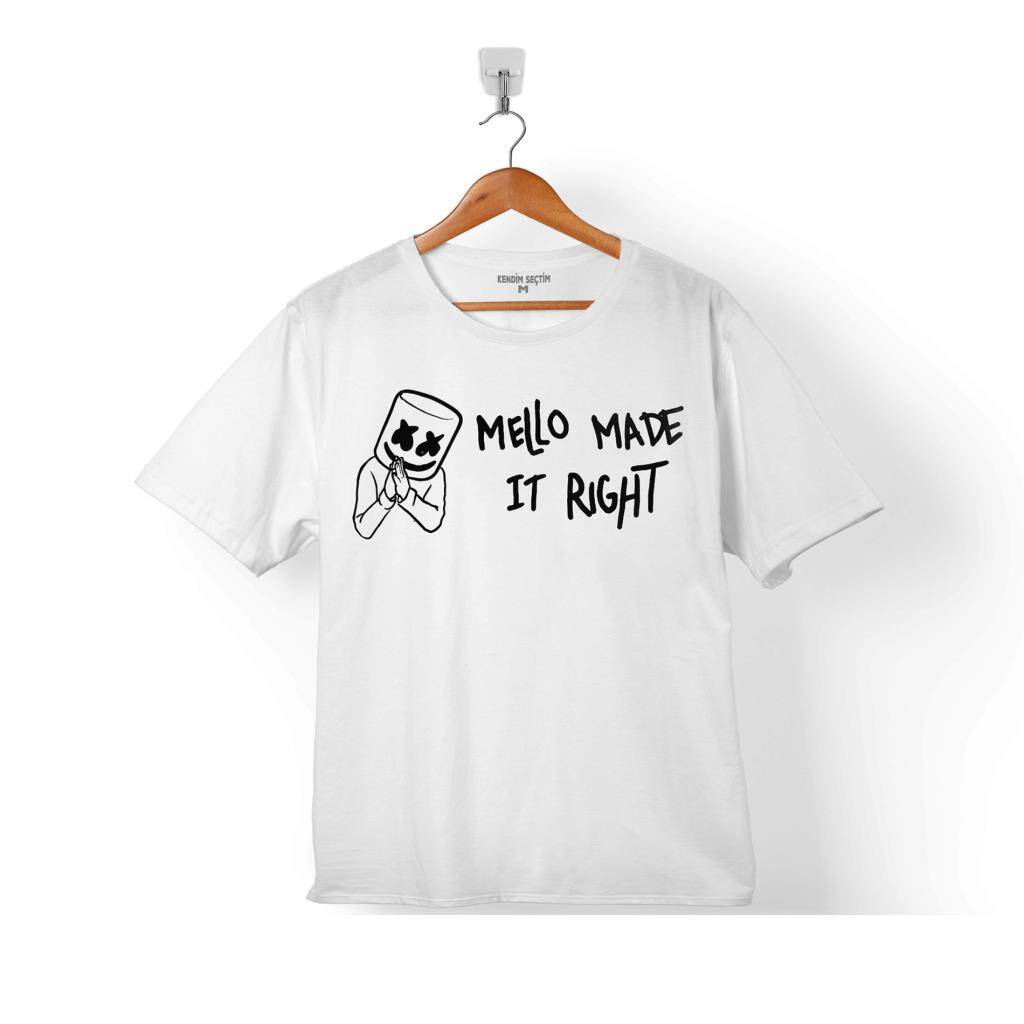 DJ Marshmello Logo Made It Right Çocuk Tişört Beyaz