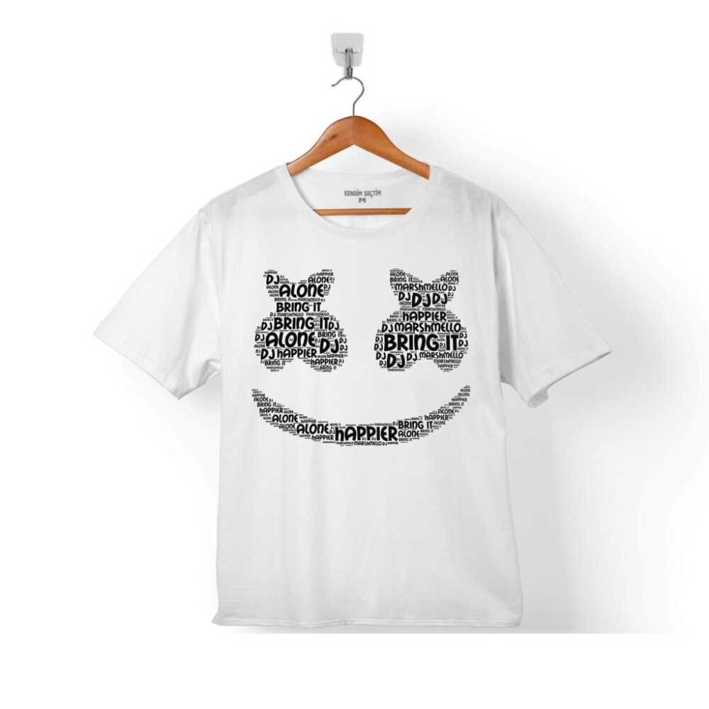 DJ Marshmello Logo Çocuk Tişört Beyaz