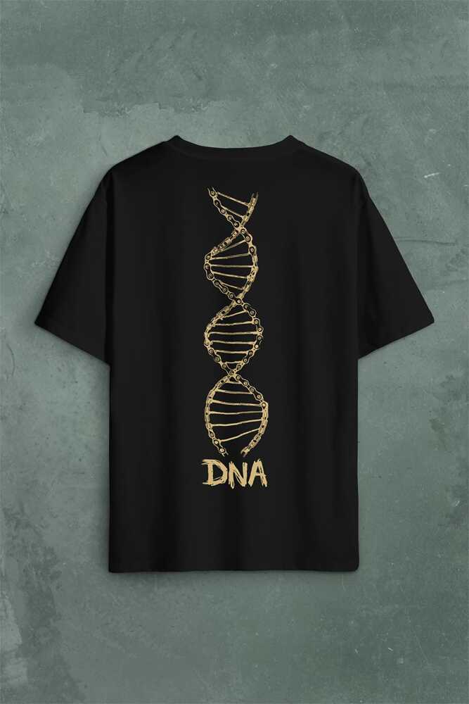 DNA Bisiklet Zinciri Genetik Hayat Ağacı Evrim Sırt Ön Baskılı Oversize Tişört Unisex (1)