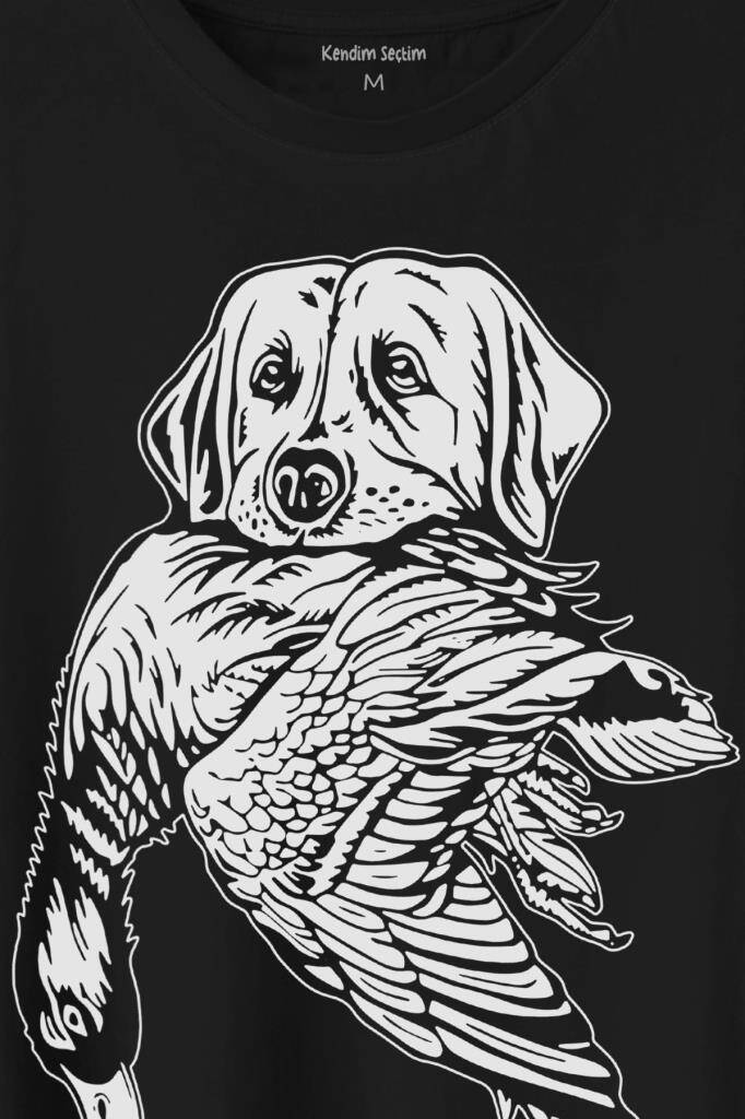 Dog Duck Av Köpeği Ve Ördek Köpek Hunting Baskılı Siyah Tişört Unisex (1)