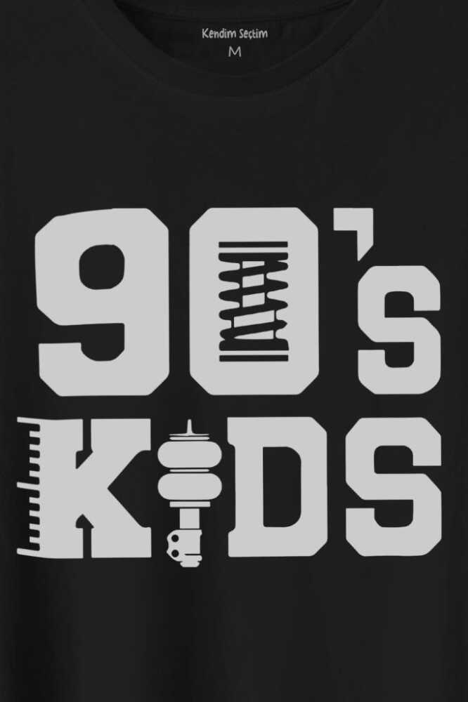 Doksanlar Çocuğu 90s Kids 1990'lar Nostalji Baskılı Siyah Tişört Unisex (1)