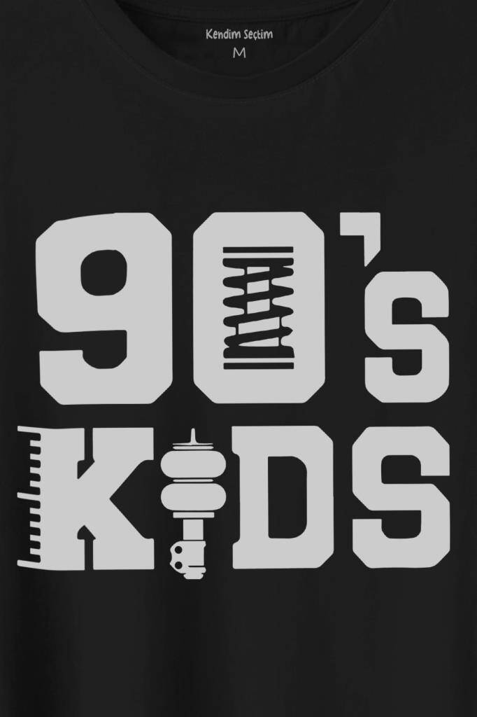 Doksanlar Çocuğu 90s Kids 1990'lar Nostalji Baskılı Siyah Tişört Unisex (1)