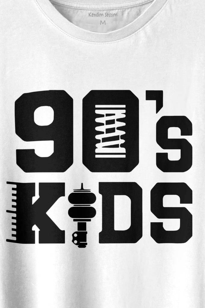 Doksanlar Çocuğu 90s Kids 1990'lar Nostalji Baskılı Beyaz Tişört Unisex (1)