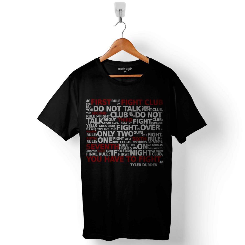 Dövüş Kulübü Kuralları Fight Club Rule Brad Pitt Baskılı Tişört Unisex
