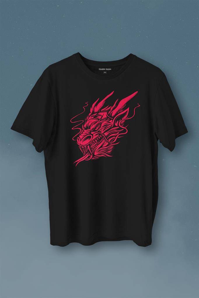 Dragon Japanese Ejder Japon Baskılı Siyah Tişört Unisex