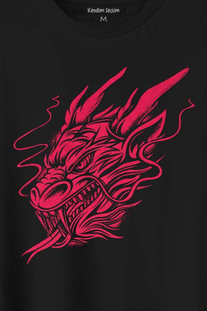 Dragon Japanese Ejder Japon Baskılı Siyah Tişört Unisex (1)