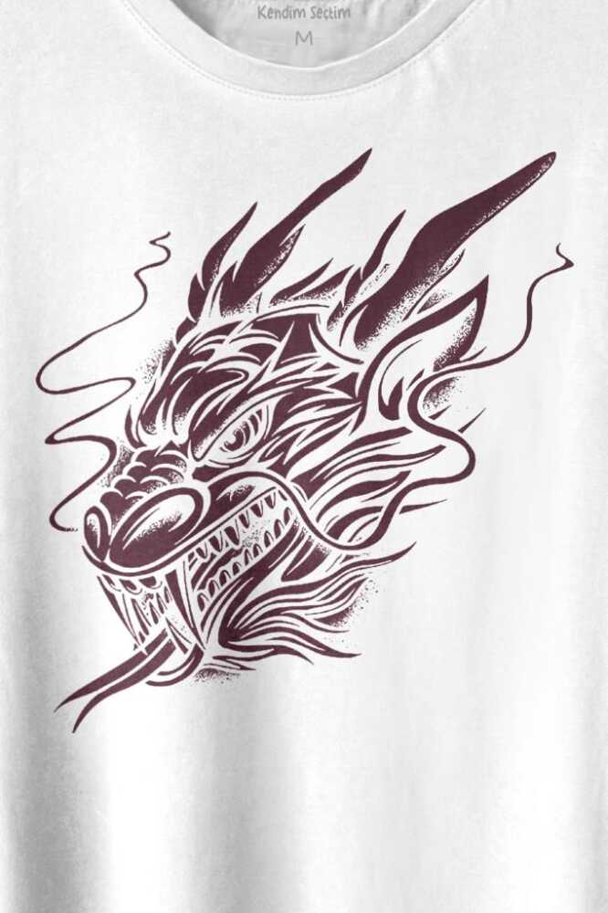 Dragon Japanese Ejder Japon Baskılı Beyaz Tişört Unisex (1)