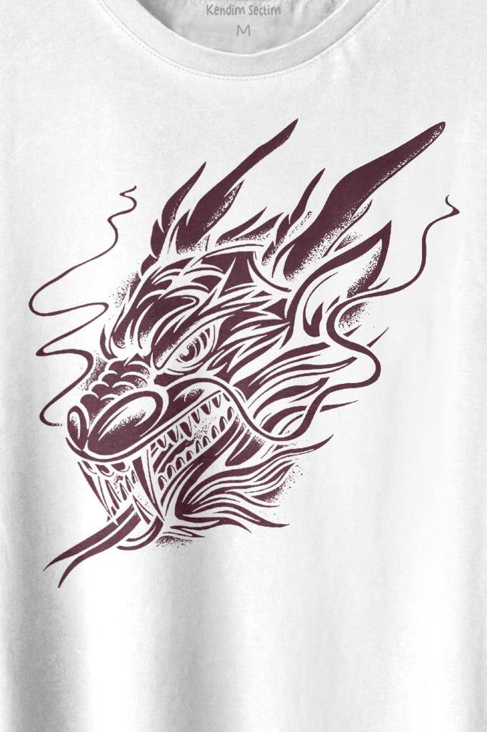 Dragon Japanese Ejder Japon Baskılı Beyaz Tişört Unisex (1)