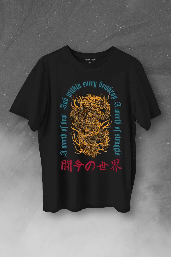 Dragon Japanese Urban Drake Ejder Japonca Uzak Doğu Baskılı Tişört Unisex