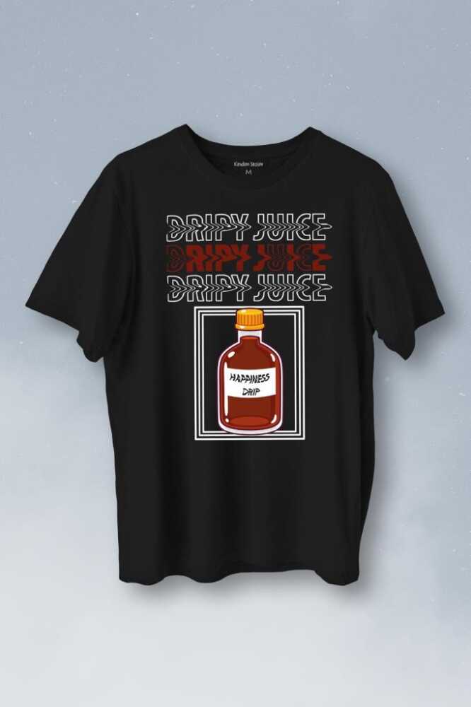 Drippy Juice Esprili Streetwear Baskılı Siyah Tişört Unisex