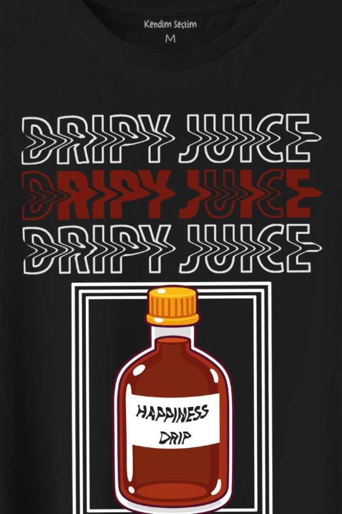 Drippy Juice Esprili Streetwear Baskılı Siyah Tişört Unisex (1)